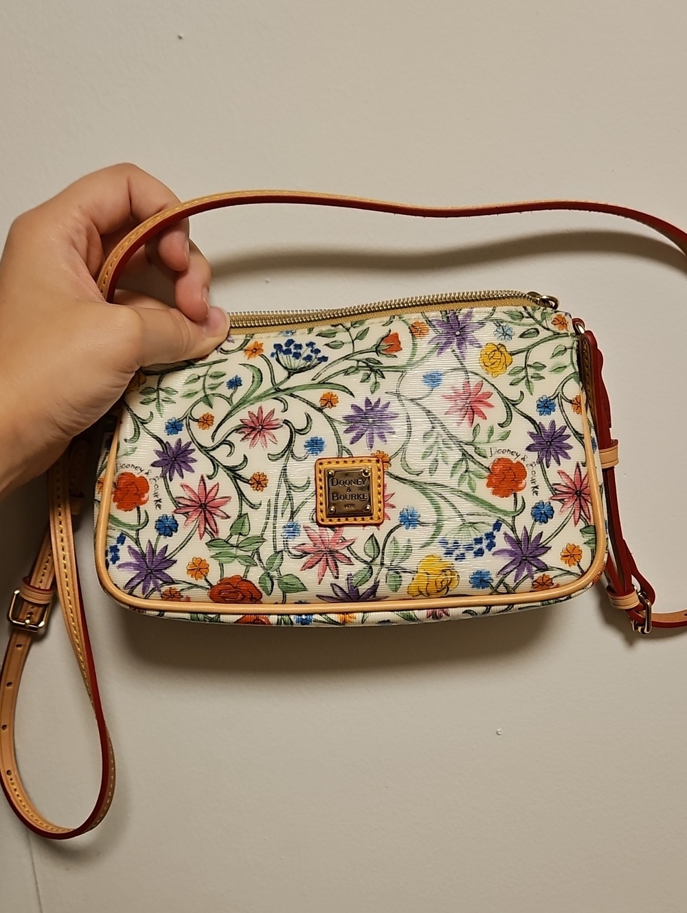 Dooney & Bourke Floral Crossbody in Cream with Multicolor Blooms